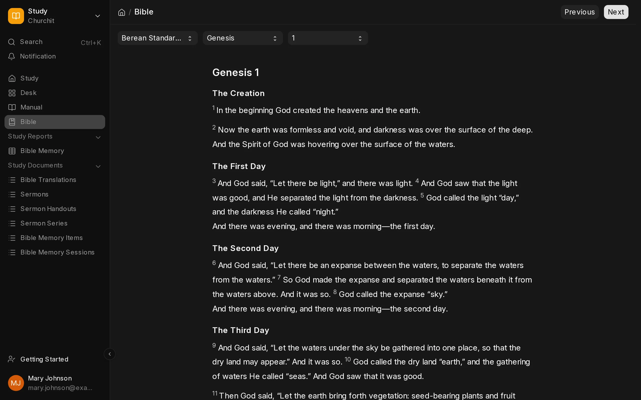 Bible reader on a computer