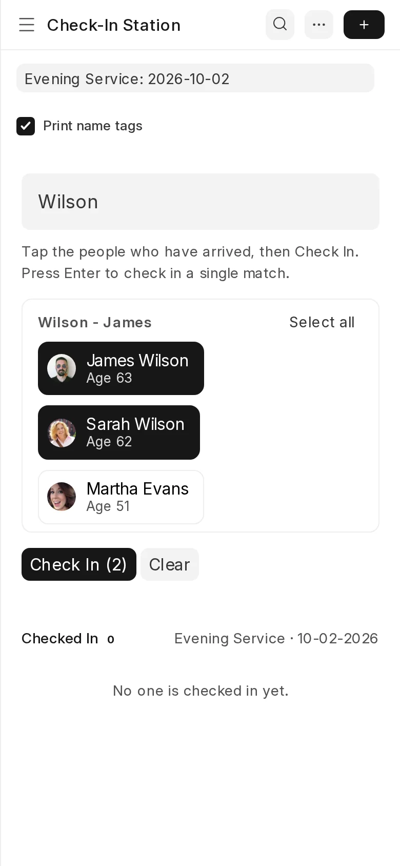 Check-In Station on a phone