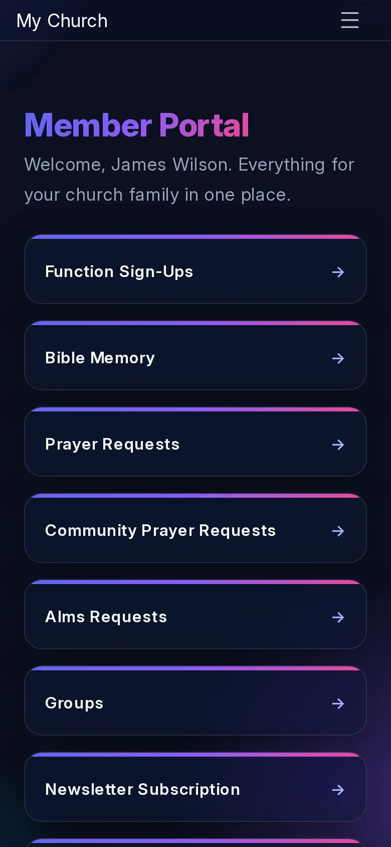 Member portal on a phone
