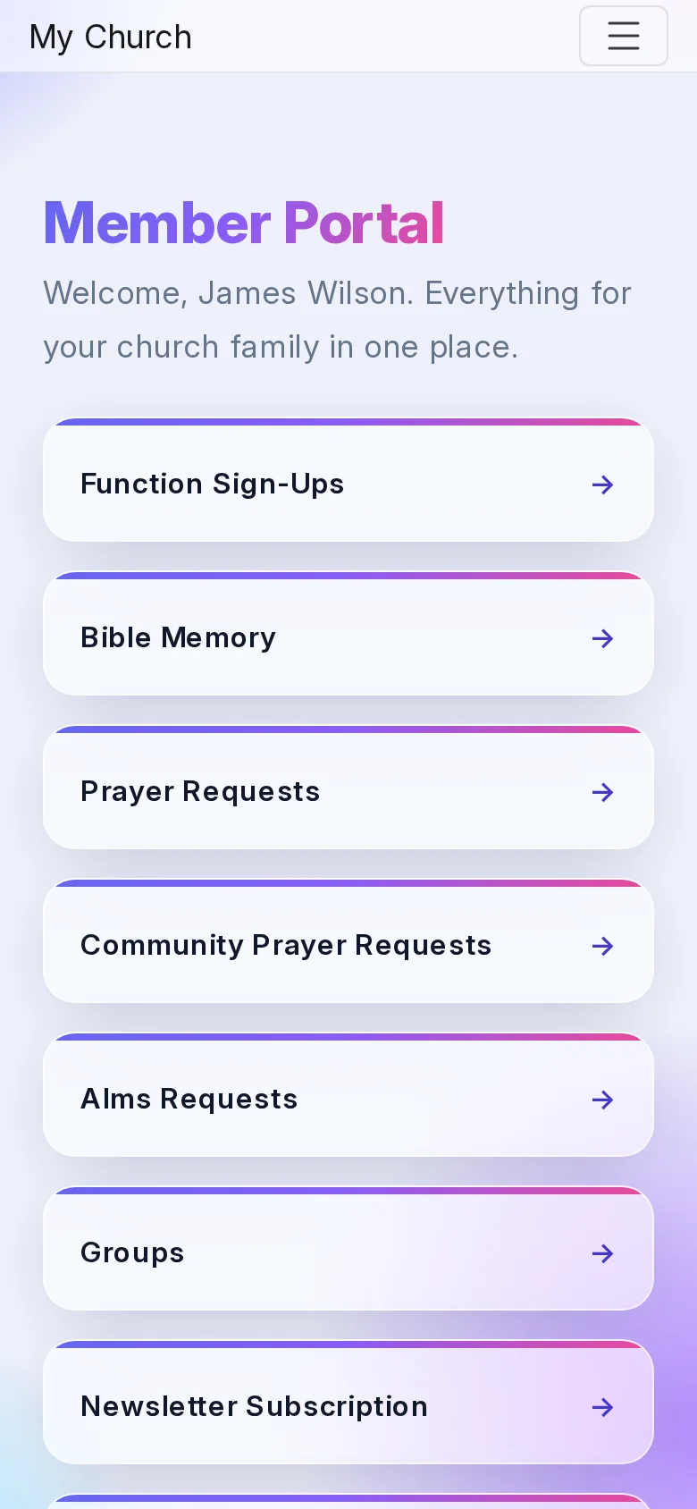 Member portal on a phone