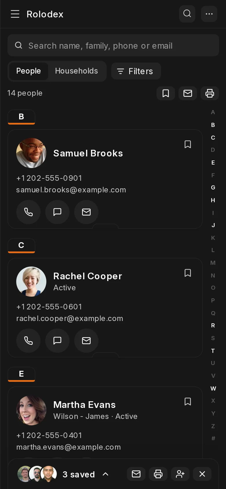 Rolodex on a phone