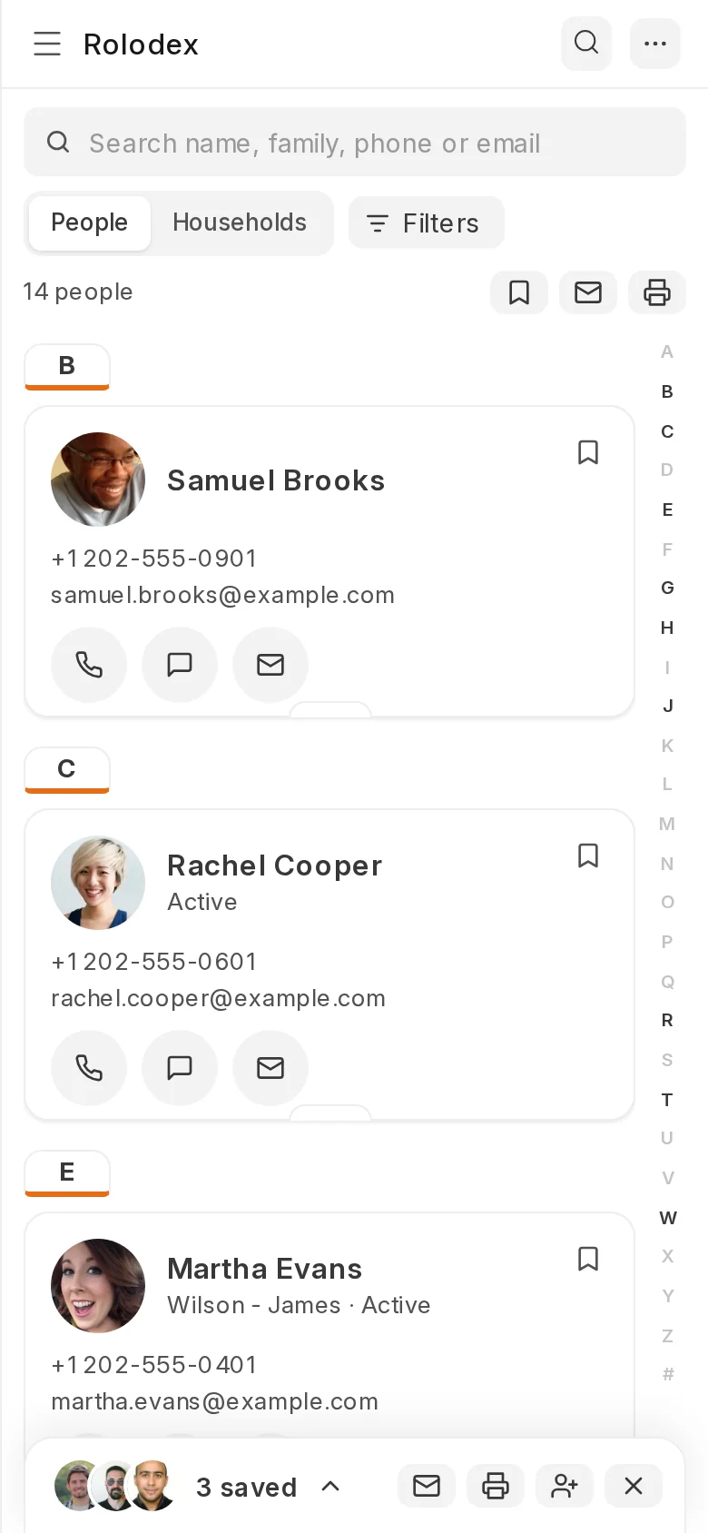Rolodex on a phone